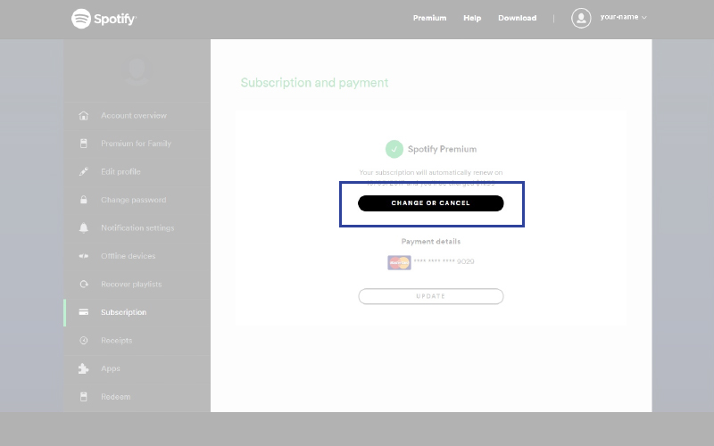 Cancel Spotify Premium Step 3