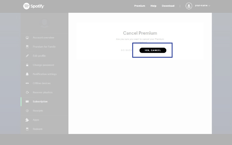 Cancel Spotify Premium Step 5