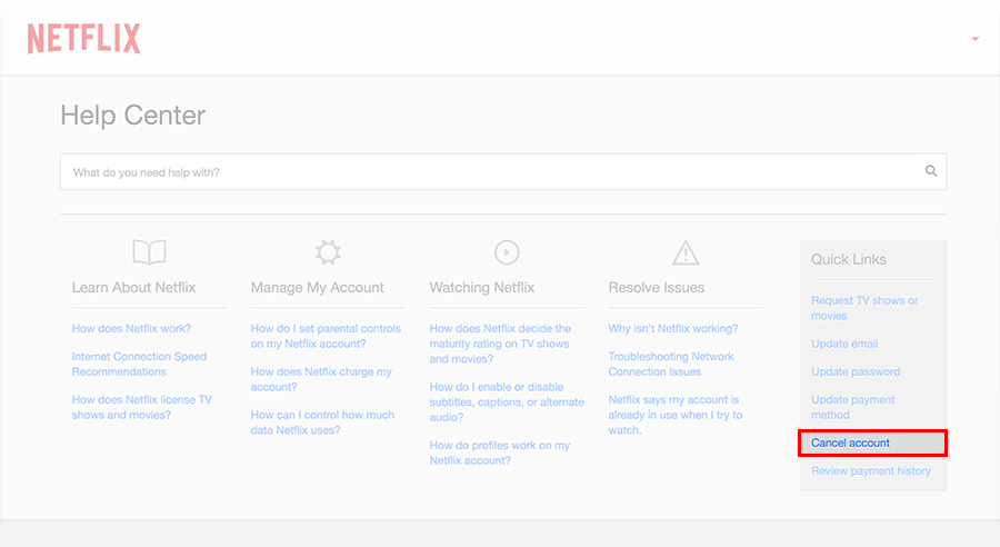 Cancel Account for Netflix