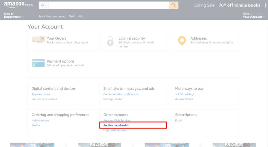 Select 'Audible membership'
