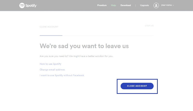 How to delete your Spotify account Step 4
