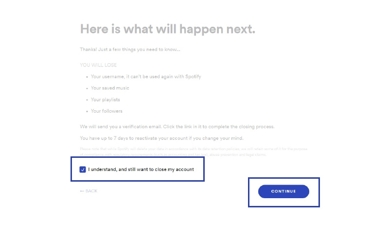 How to delete your Spotify account Step 6a