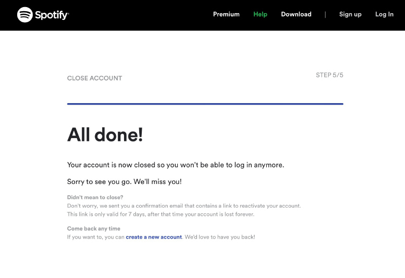 How to delete your Spotify account - finish